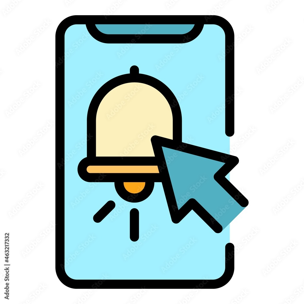 Poster click notification icon. outline click notification vector icon color flat isolated