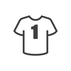 Icono con camiseta con número 1 con lineas en color gris © teracreonte