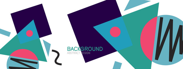 Obraz premium Abstract background. Blocks, lines, triangles, circles composition. Techno or business concept for wallpaper, banner, background, landing page