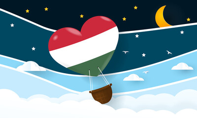 Heart air balloon with Flag of Hungary for independence day or something similar
