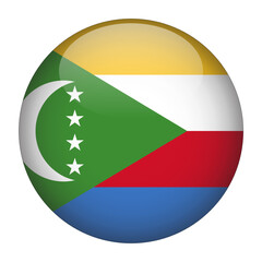 Comoros 3D Rounded Country Flag button Icon