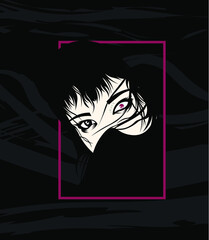 Futuristic cyber punk illustration girl. Design for posters, party invitations, t-shirt prints, media events.	