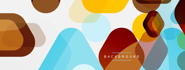 Color bubbles and rounded geometric shapes on white. Vector geometric minimal abstract background for wallpaper, banner, background, landing page