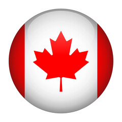 Canada 3D Rounded Country Flag button Icon