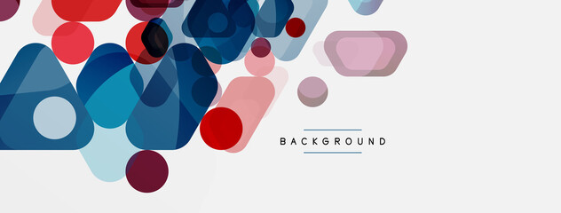 Color bubbles and rounded geometric shapes on white. Vector geometric minimal abstract background for wallpaper, banner, background, landing page