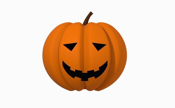the image of a pumpkin with a carved smile isolated on a white background. Hellowing symbol. 3d rendering. 3d image