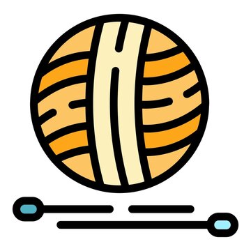 recommend clip art: Knitting woolen ball icon. Outline Knitting woolen ball vector icon color flat isolated