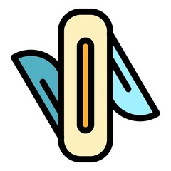 Multitool small knife icon. Outline Multitool small knife vector icon color flat isolated