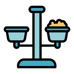 Dog food dishes icon. Outline dog food dishes vector icon color flat isolated