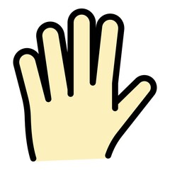 Obraz premium Hand gesture five fingers icon. Outline Hand gesture five fingers vector icon color flat isolated