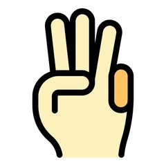 Obraz premium Hand gesture three minutes icon. Outline Hand gesture three minutes vector icon color flat isolated