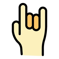 Hand gestures rock u icon. Outline Hand gestures rock u vector icon color flat isolated