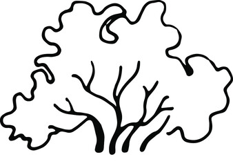 Single bush. Contour pen, vector illustration