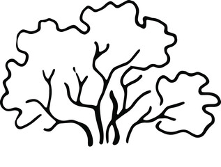 Single bush. Contour pen, vector illustration