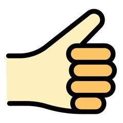 Hand gesture thumb up icon. Outline Hand gesture thumb up vector icon color flat isolated