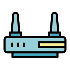 Wifi router interface icon. Outline Wifi router interface vector icon color flat isolated