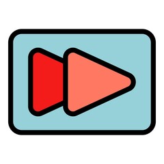 Rewind interface icon. Outline Rewind interface vector icon color flat isolated