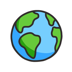 Hand drawn globe cartoon, Earth planet doodle sketch