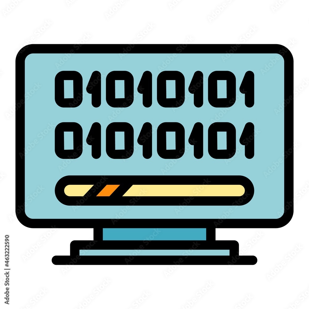 Poster pc code interface icon. outline pc code interface vector icon color flat isolated