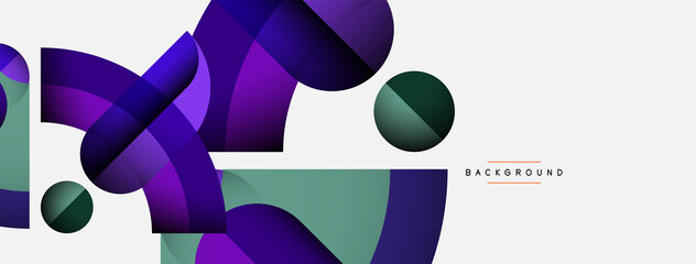 Geometric abstract background. Round shapes, circles, lines composition for wallpaper banner background or landing page