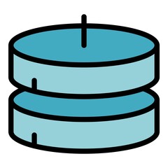 Data cloud interface icon. Outline Data cloud interface vector icon color flat isolated