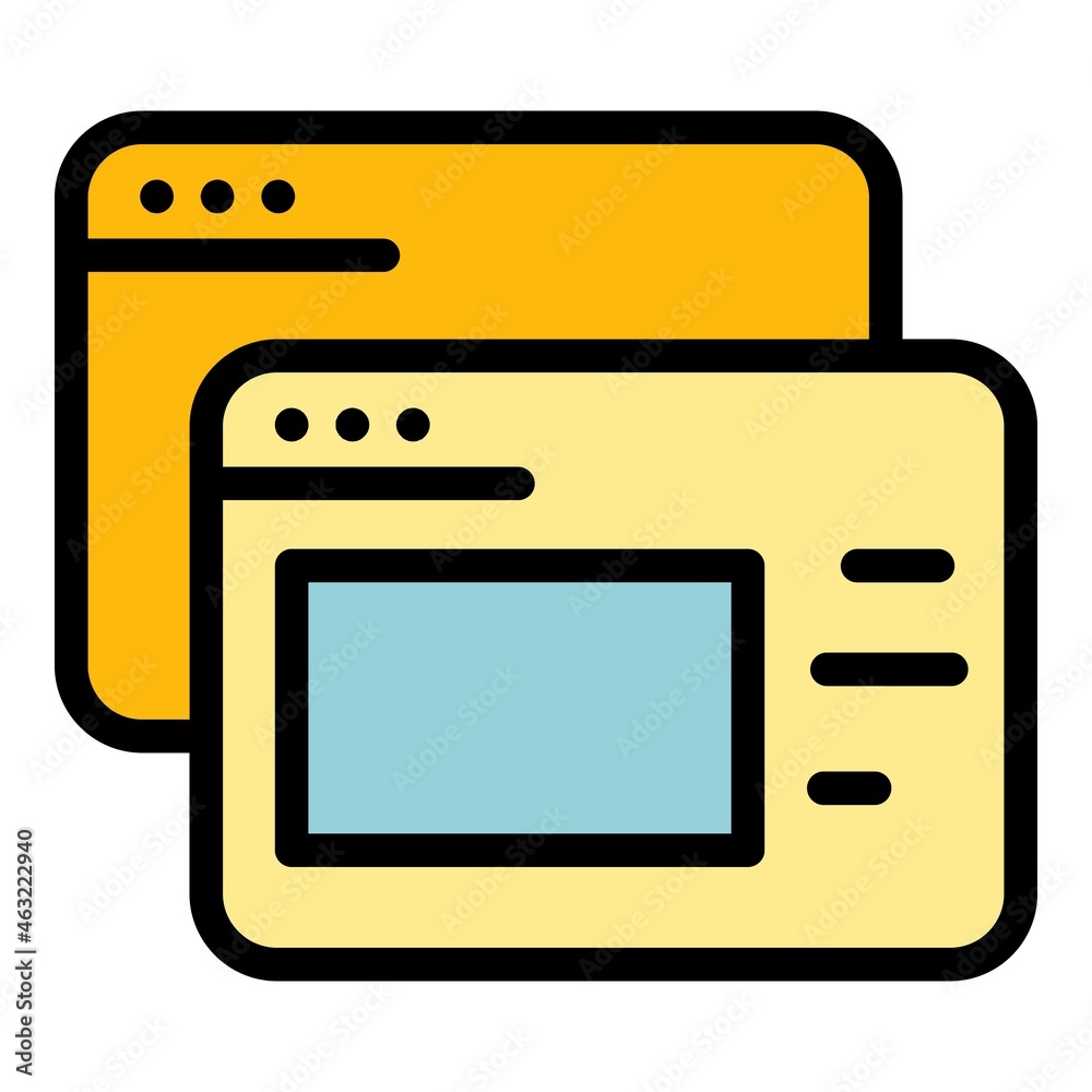Poster web online interface icon. outline web online interface vector icon color flat isolated