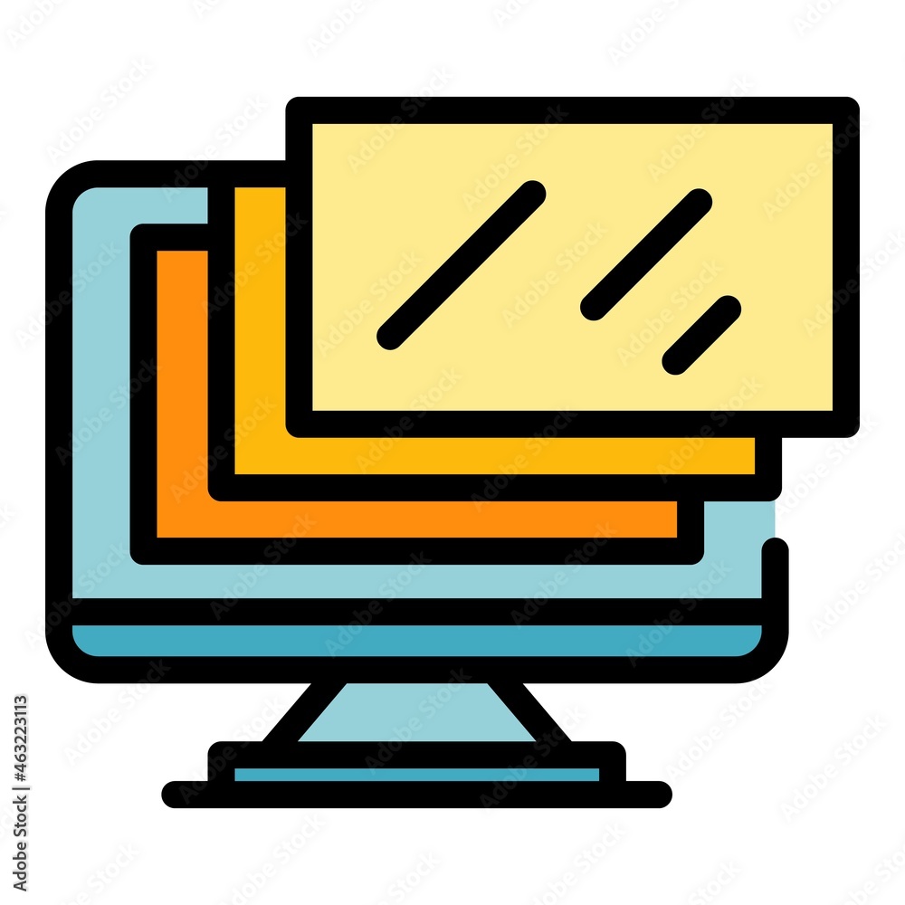 Poster monitor web interface icon. outline monitor web interface vector icon color flat isolated