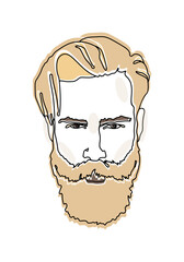 Face line art 1. Portrait of a man in pastel colors