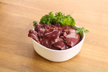 Raw chicken liver in the bowl