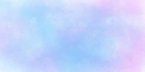 Abstract light sky blue, pink and purple shades aquarelle background. Watercolor paper textured illustration for design, vintage card retro templates. Smooth pastel colors wet effect hand drawn canvas