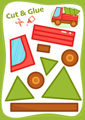 Cut and Glue Worksheet - Pickup with Christmas tree