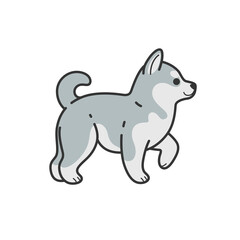 Cartoon husky illustration. Childish print for nursery, kids apparel, poster, postcard, pattern.