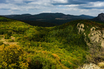 Naklejka premium Rural Caucasus mountain landscape