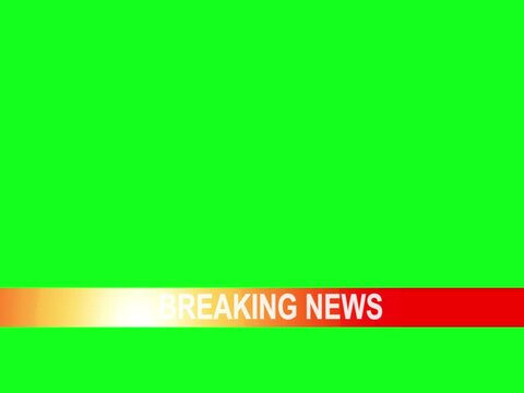 Animated breaking news with golden lens flare lower third on Chroma Key Green Background.