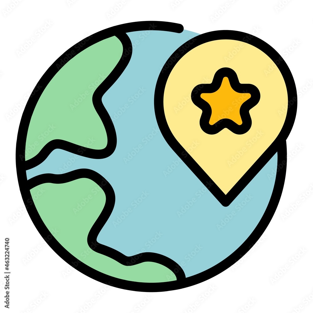 Poster global web interface icon. outline global web interface vector icon color flat isolated