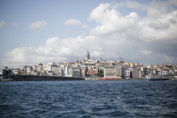Naklejka premium Galata Tower in Istanbul, Turkey, on the banks of the Bosphorus Strait