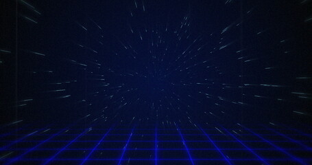 Retro Game over text glitching over blue and red triangles on white hyperspace effect 4k