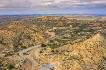 Road arid landscape Alcubierre mountains