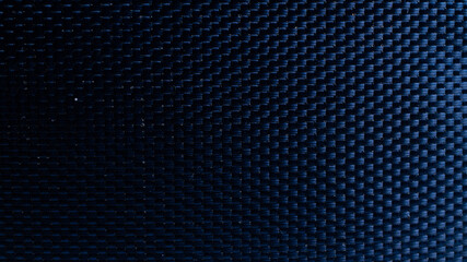 Mesh black texture. Dark polyester fiber material for sport cloth or abstract weave background. Synthetic pattern for backpacks and sports equipment.
