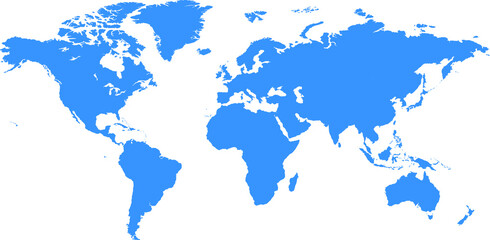 blue world map isolated on white background. vector style.