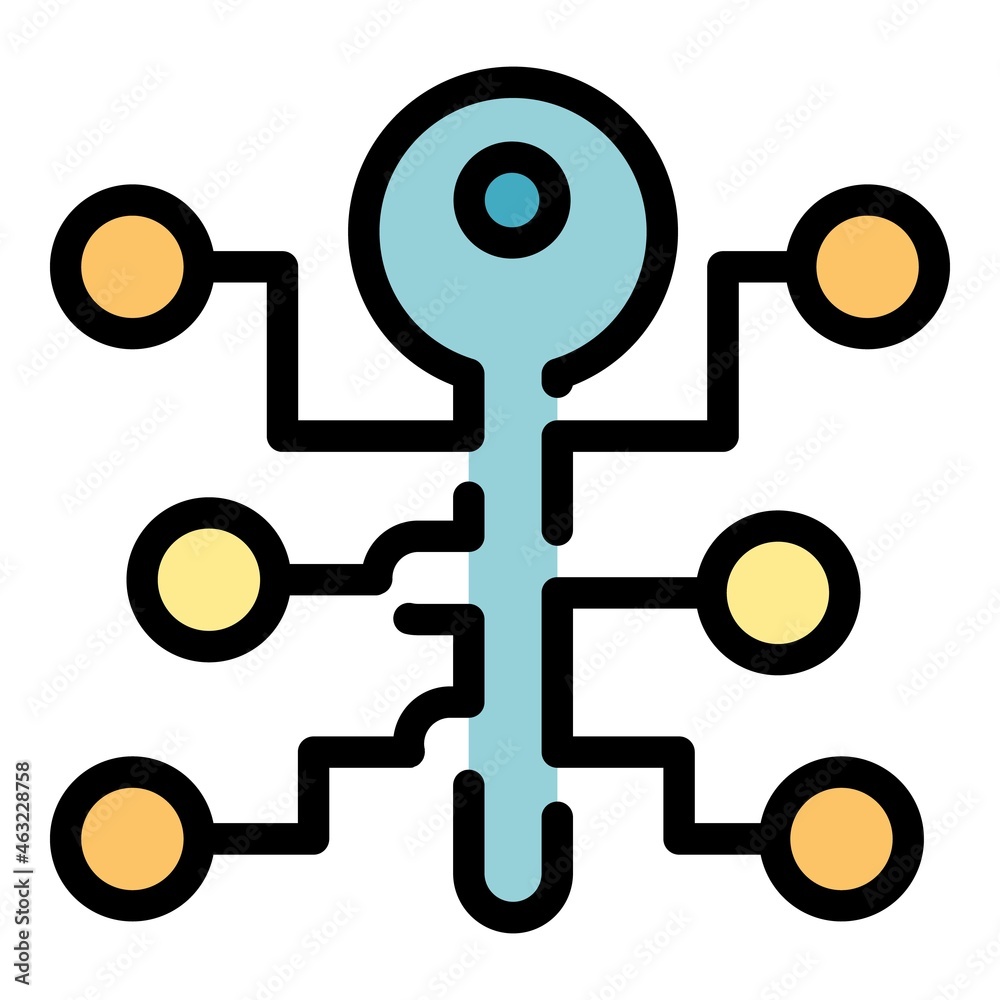 Poster blockchain digital key icon. outline blockchain digital key vector icon color flat isolated