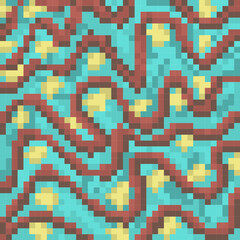 pixel art and abstract psychedelic pattern with waves