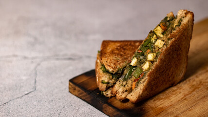 sandwich is famous all around the globe. it is basically made from bread, veggies, cheese, spices, or chutneys.