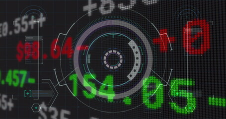 Image of scope scanning and stock exchange financial data processing