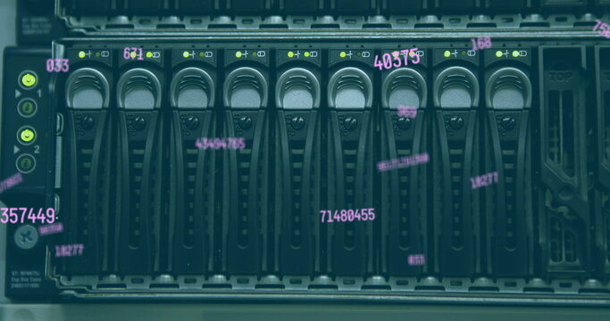 Image of numbers changing over computer server - Powered by Adobe