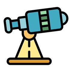 Telescope icon. Outline Telescope vector icon color flat isolated