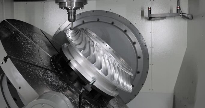 Metalworking CNC milling machine. Cutting metal modern processing technology Making Industrial Details.
