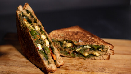 sandwich is famous all around the globe. it is basically made from bread, veggies, cheese, spices, or chutneys.