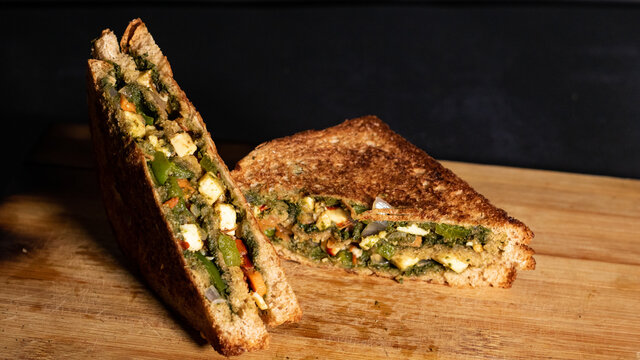 sandwich is famous all around the globe. it is basically made from bread, veggies, cheese, spices, or chutneys.