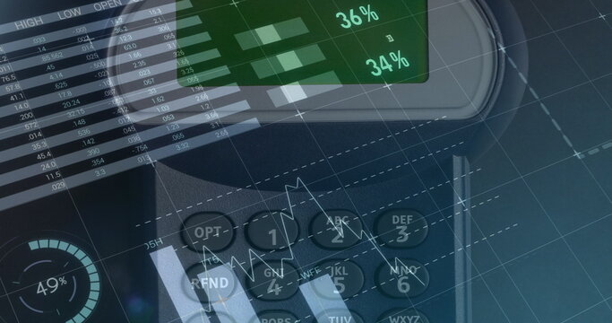 Image of financial data processing over credit card terminal